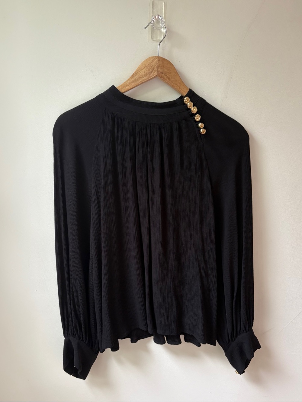 ba&sh Mock Neck with Gold Buttons - Picture 5 of 12